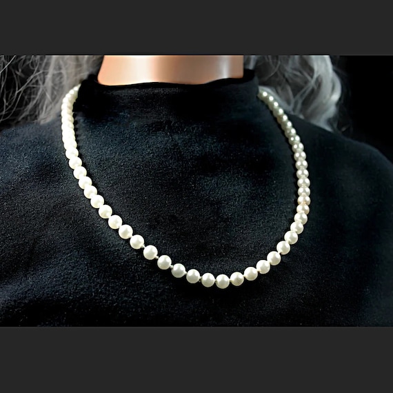 Faux Pearl Long Necklace, Single Strand, Fishhook Closure, White , Costume Jewelry, Collectible, Wedding, Woman's Gift