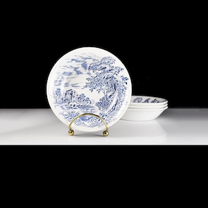 Enoch Wedgwood Countryside Blue and White Fruit Bowls – English Transferware, Set of 4, Made in England