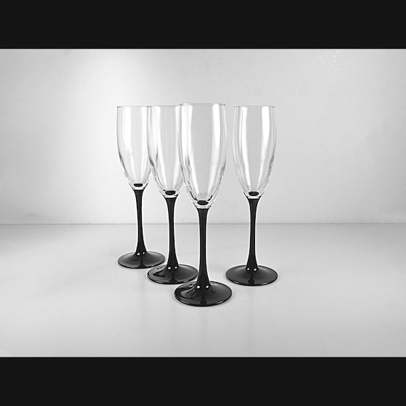 Luminarc Domino Champagne Flutes,Set of 4, Cristal d'Arques France, Original Box