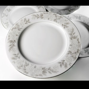 Bread and Butter Plates, Fine China of Japan, Adele, Floral, Set of 4, Bread Plates, Roll Plates