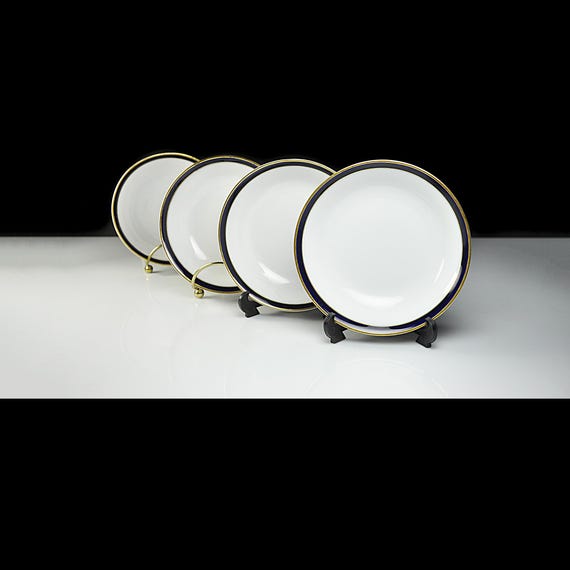 JHW Bavaria Cobalt Blue Gold Rim Fruit Bowls, Set of 4, German Porcelain