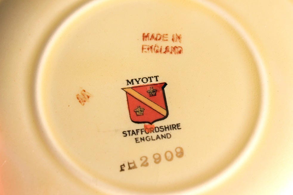 Bread and Butter Plates, Myott Staffordshire, Embossed, Grapes, Flowers