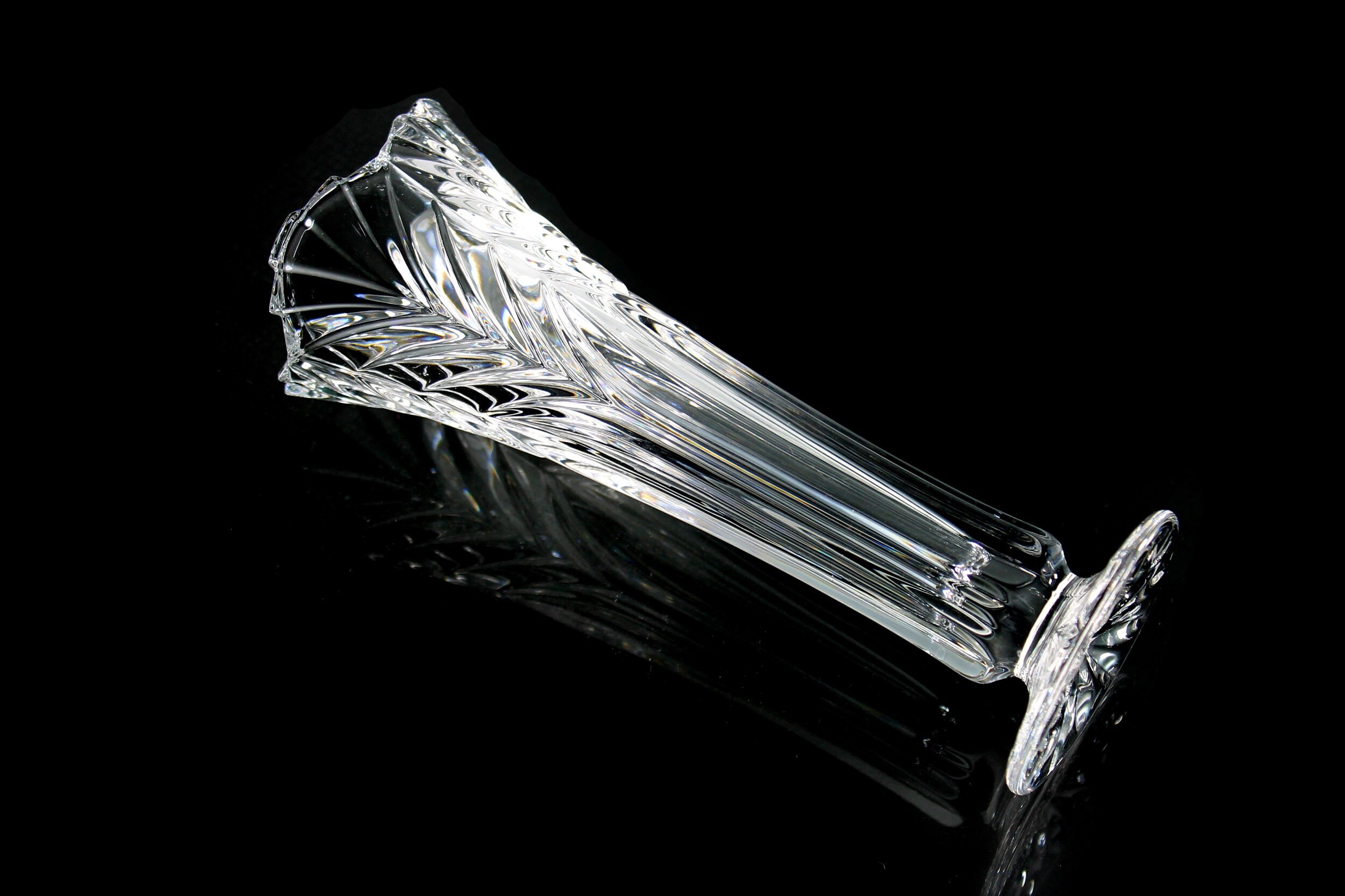 Crystal Footed Bud Vase, Cut Glass, Heavy, Table Vase