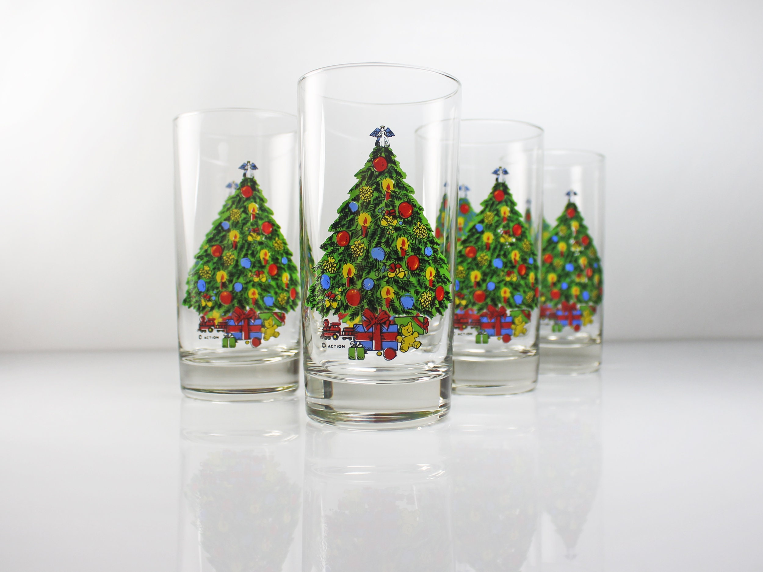 Set of 12 Christmas Tall Drinking Glasses - household items - by