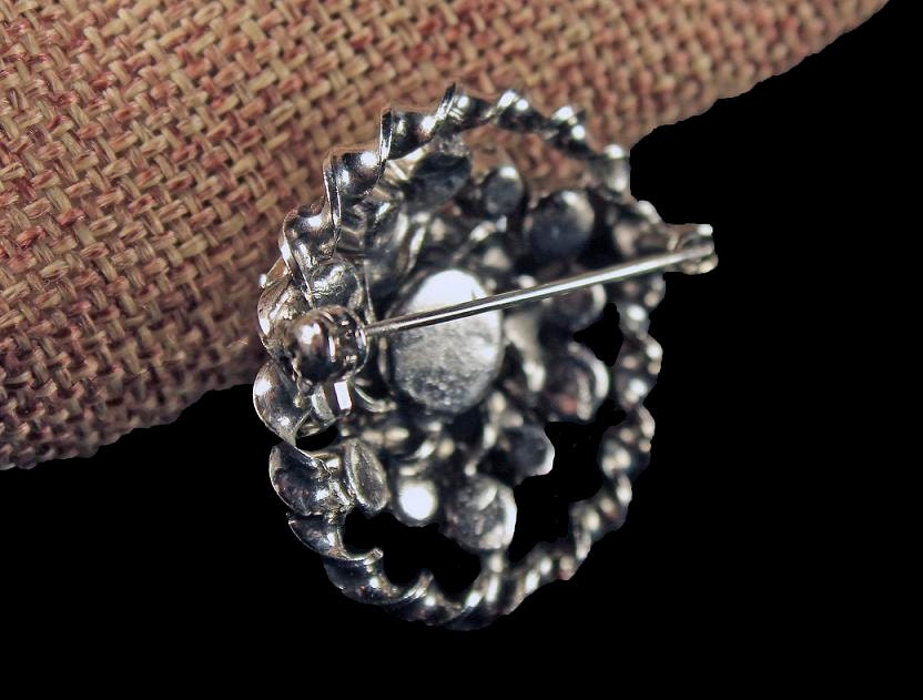 Clear Rhinestone Brooch Rhinestone Pin Prong Set Stones Silver Tone