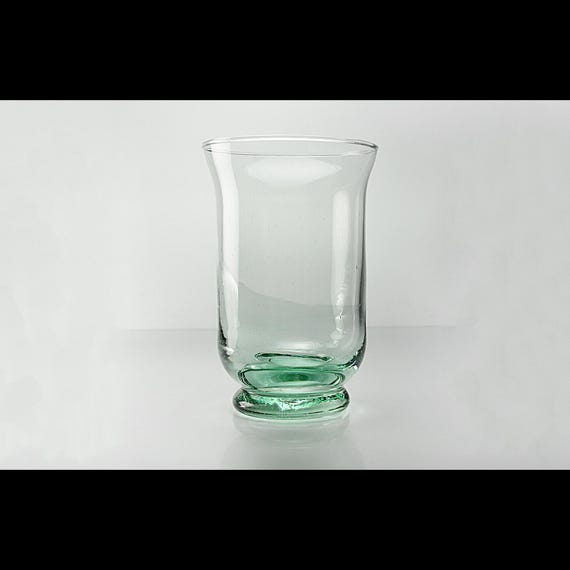 Blue-Green Bubble Glass Footed Vase, 6" Mid-Century Modern Style - Hand-Blown Art Glass Home Decor, Retro Flower Vase