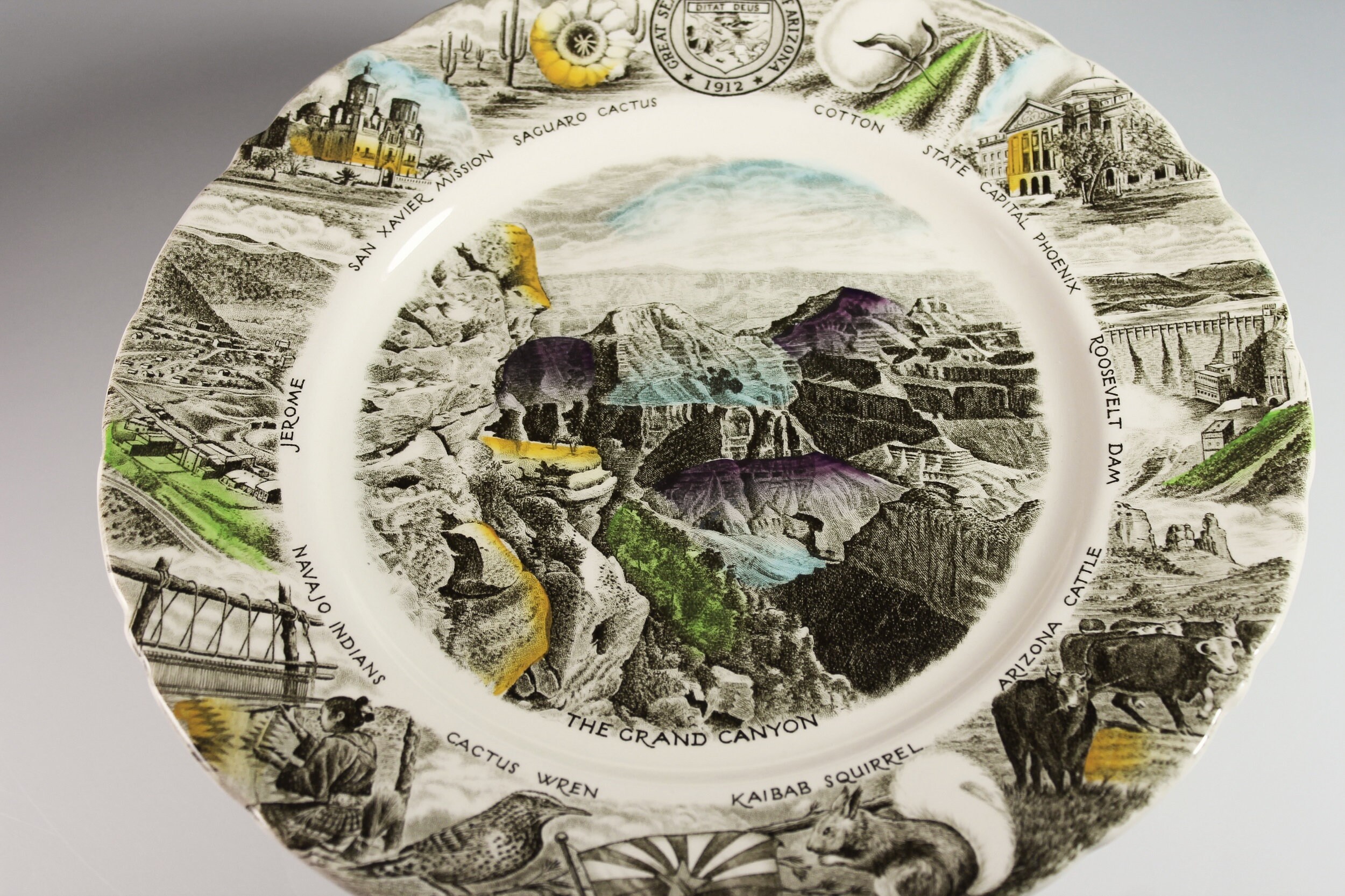 Arizona Souvenir Plate, The Grand Canyon, Johnson Bros, State Plate
