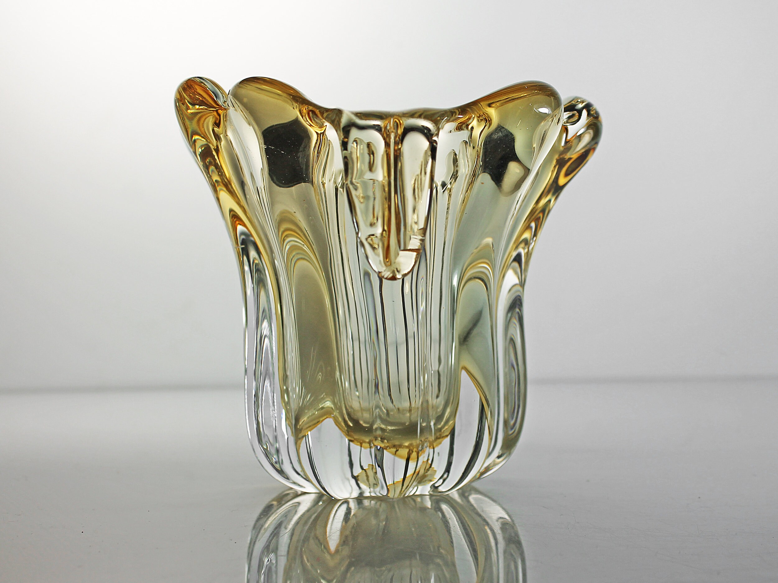 Art Glass Bowl, Display Bowl, Murano Style, Green and Gold, Decorative