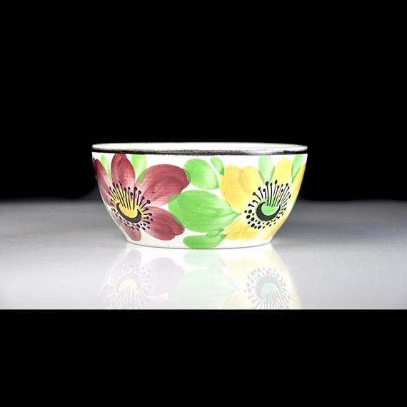 Vintage Italian Hand Painted Floral Bowl, Small Pottery Dish