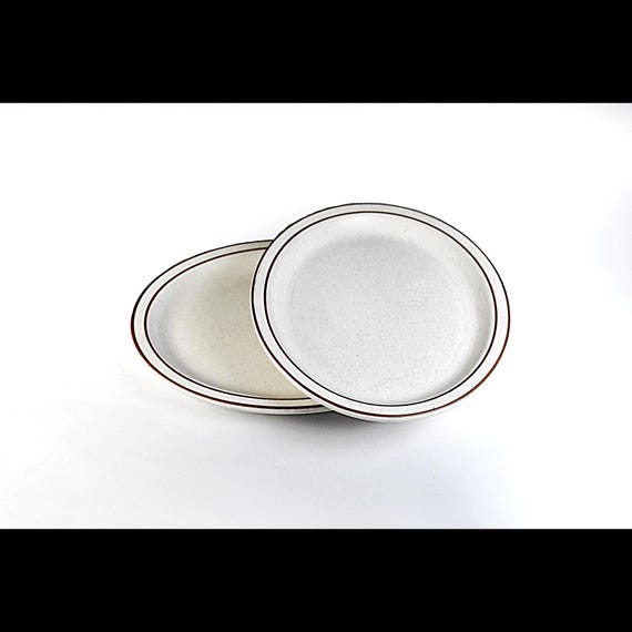 Pair of Vintage Buffalo China Oval Platters – 11 Inch Heavy Restaurant China with Brown Band – Ironstone Diner Style