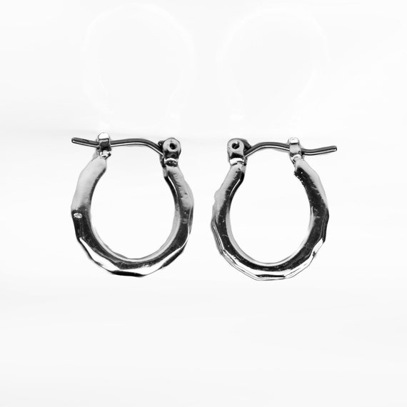 Small Horseshoe Hoop Earrings, Huggie Earrings, Silver Tone, Half Inch, Womans Gift, Jewelry