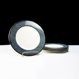 Salatteller, Mikasa, Ebenholz Flair, Feines Elfenbein China, Blaue Flecken, 4er Set, Eingestellt