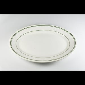 Homer Laughlin Best China Platter - 11 Inch Oval Serving Dish - Green Bands, Restaurant Grade - Made in USA