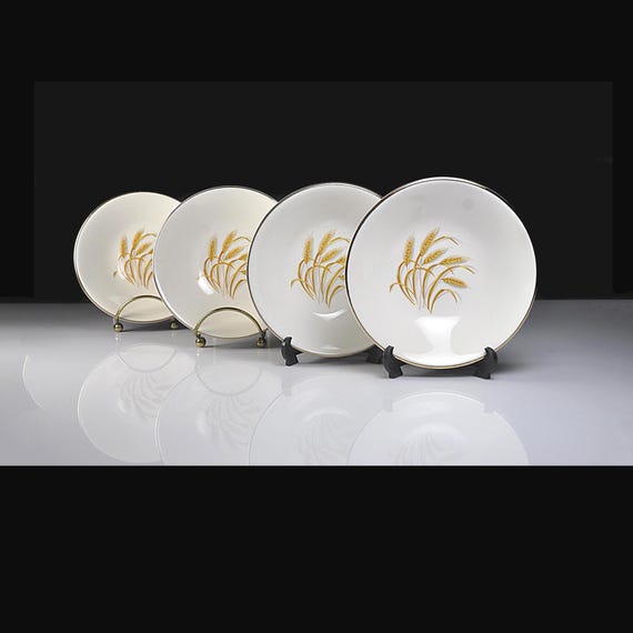 Vintage Homer Laughlin Golden Wheat Fruit Bowls, Set of 4, 22K Gold Trim
