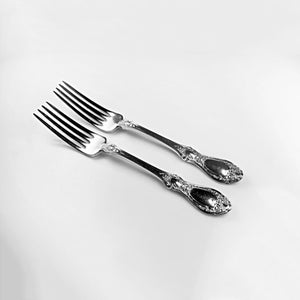 Silver Plated Forks, 1847 Rogers Bros, International Silver, Sharon Pattern, 7.5 Inch, Set of 2