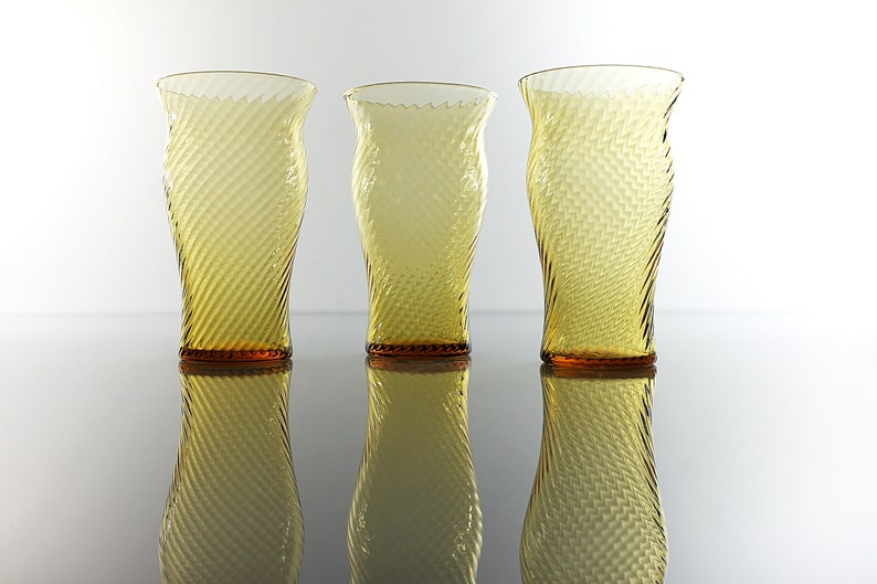 Amber Swirl Juice Glasses Set of 3 Drinking Glasses Twisted Etsy