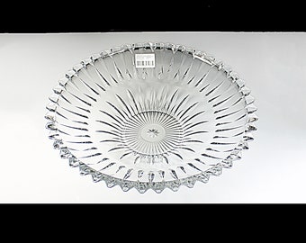 Mikasa Crystal Centerpiece Bowl, Diamond Brilliance, Heavy Clear Glass, Centerpiece, Fruit Bowl, 14.75 Inch, Giftware, New Old Stock