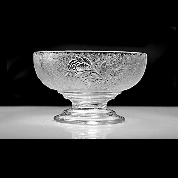 Antique EAPG Rose in Snow Compote Bowl, c1883,  Campbell Jones Glass, Victorian Pedestal Bowl
