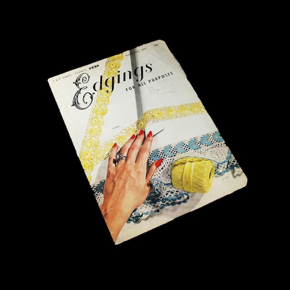 Edgings For All Purposes Pattern Booklet, Crochet, 1952 First Edition, 16 Pages, Color Photos