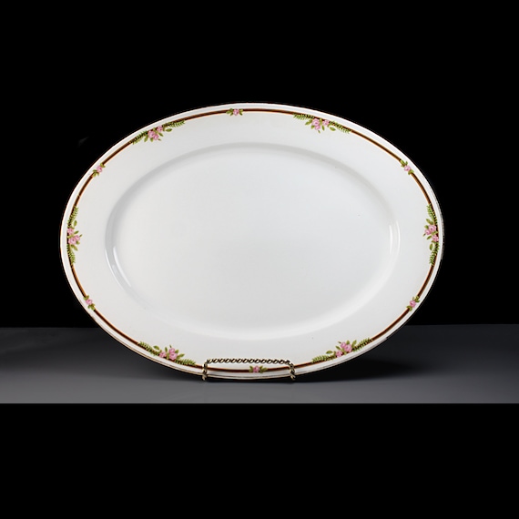 Large Antique Platter, J & C China, Jaeger and Co, Portland, Bavaria, 15 Inch