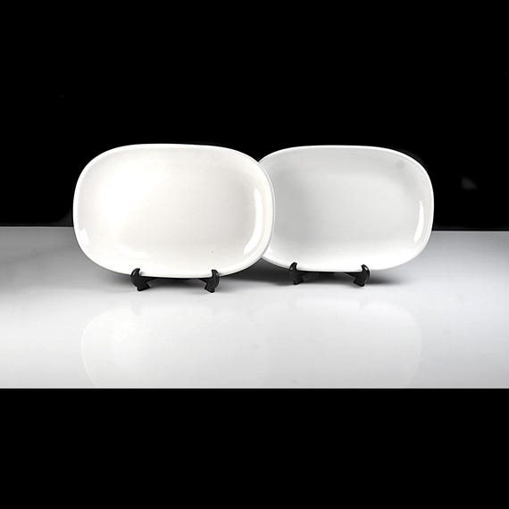 Vintage Pfaltzgraff White Stoneware Serving Trays, Set of Two, Restaurant Grade