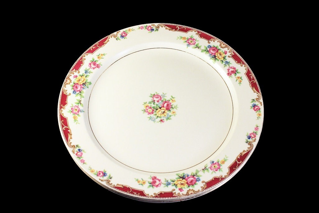 Luncheon Plates, Edwin Knowles, Lido, Set of 2, Pink Rose Floral, Fine
