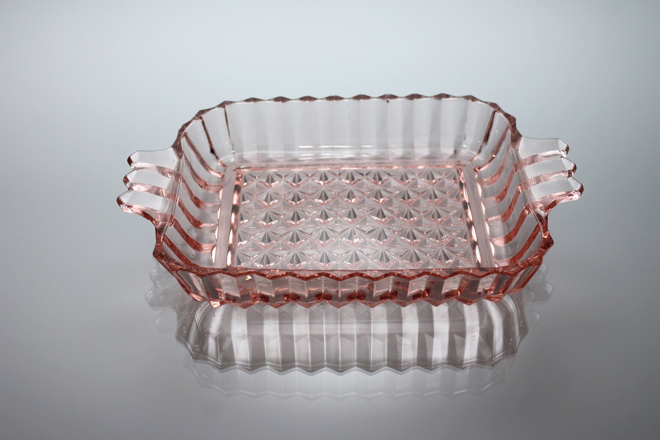 Anchor Hocking Mint Dish, Pink Depression Glass, Handled, Giftware