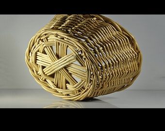 楕円形の籐製ギャザリングバスケット - ヴィンテージ、装飾