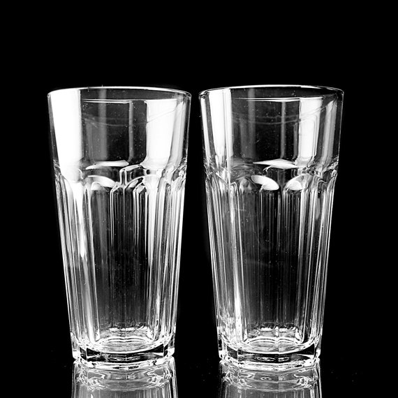 Paneled Tumblers, Pierce Glass, Clear Glass, Drinking Glasses, Set of 2, 16 Ounce
