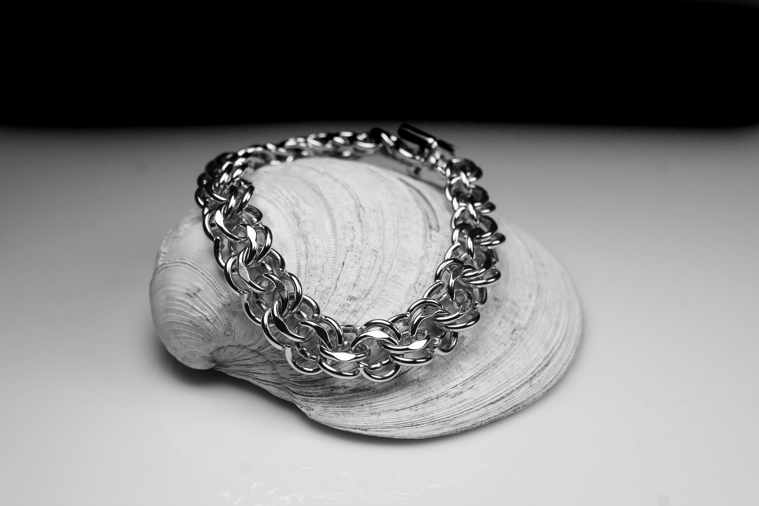 Double Link Charm Bracelet, Sterling Silver, Box Closure, 8 Inch