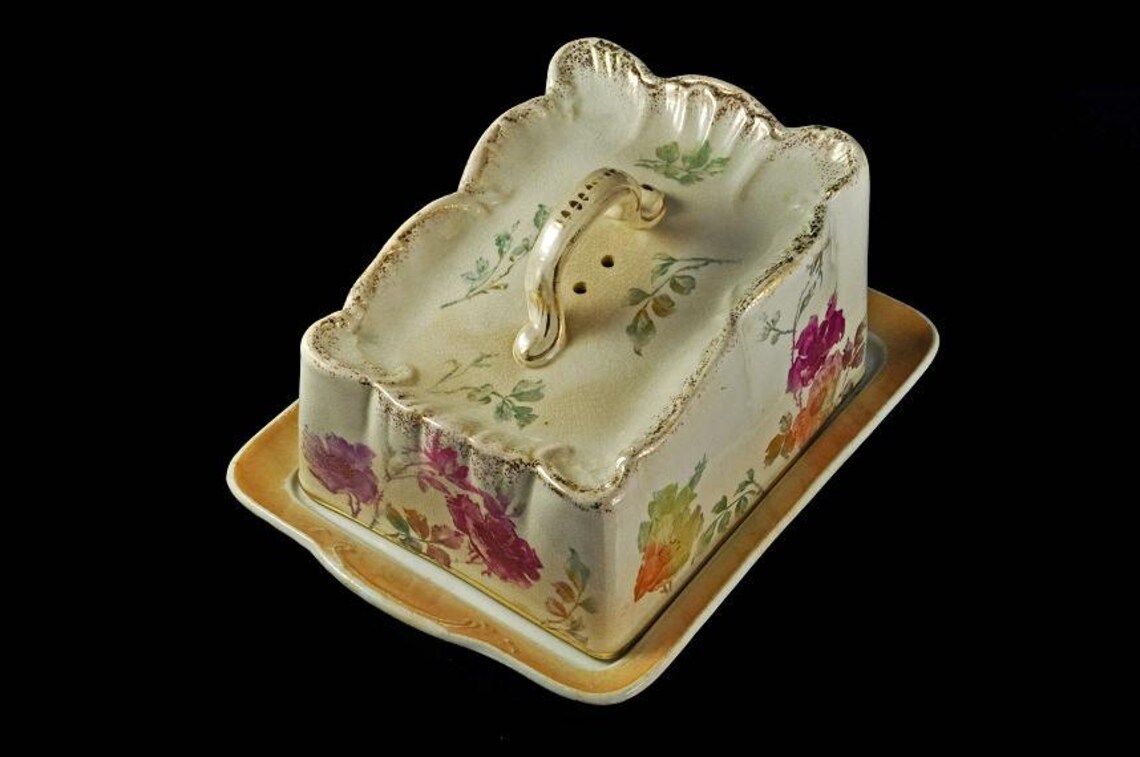 Antique Cheese Dish with Lid F A Mehlem Bonn Germany Etsy
