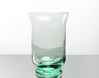 Blue-Green Bubble Glass Footed Vase, 6" Mid-Century Modern Style - Hand-Blown Art Glass Home Decor, Retro Flower Vase
