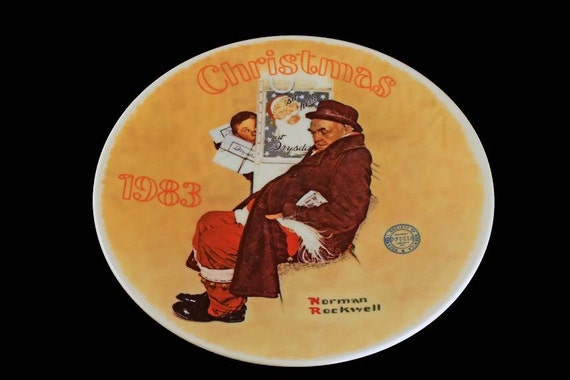 1983 Knowles Collector Plate, Norman Rockwell, Santa in The Subway, Limited Edition, Numbered Plate, Decorative Plate, Collectible Plate