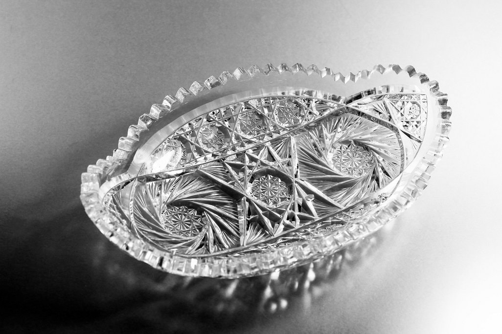 Vintage American Brilliant Period Cut Crystal Relish Dish Victorian Style
