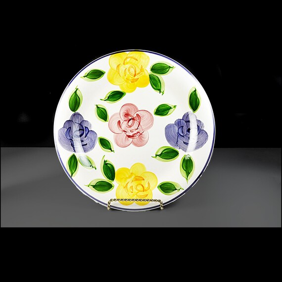 Table Tops Unlimited Flora Di Roma Rosa Dinner Plate - Hand-Painted Floral Design, 10 Inch