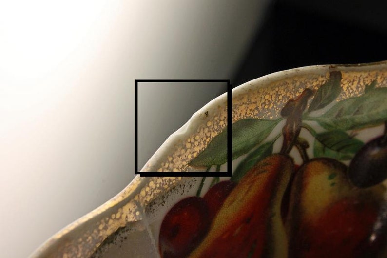 8 Inch Iridescent Opalescent Porcelain Fruit Bowl Fruit Pattern Lusterware