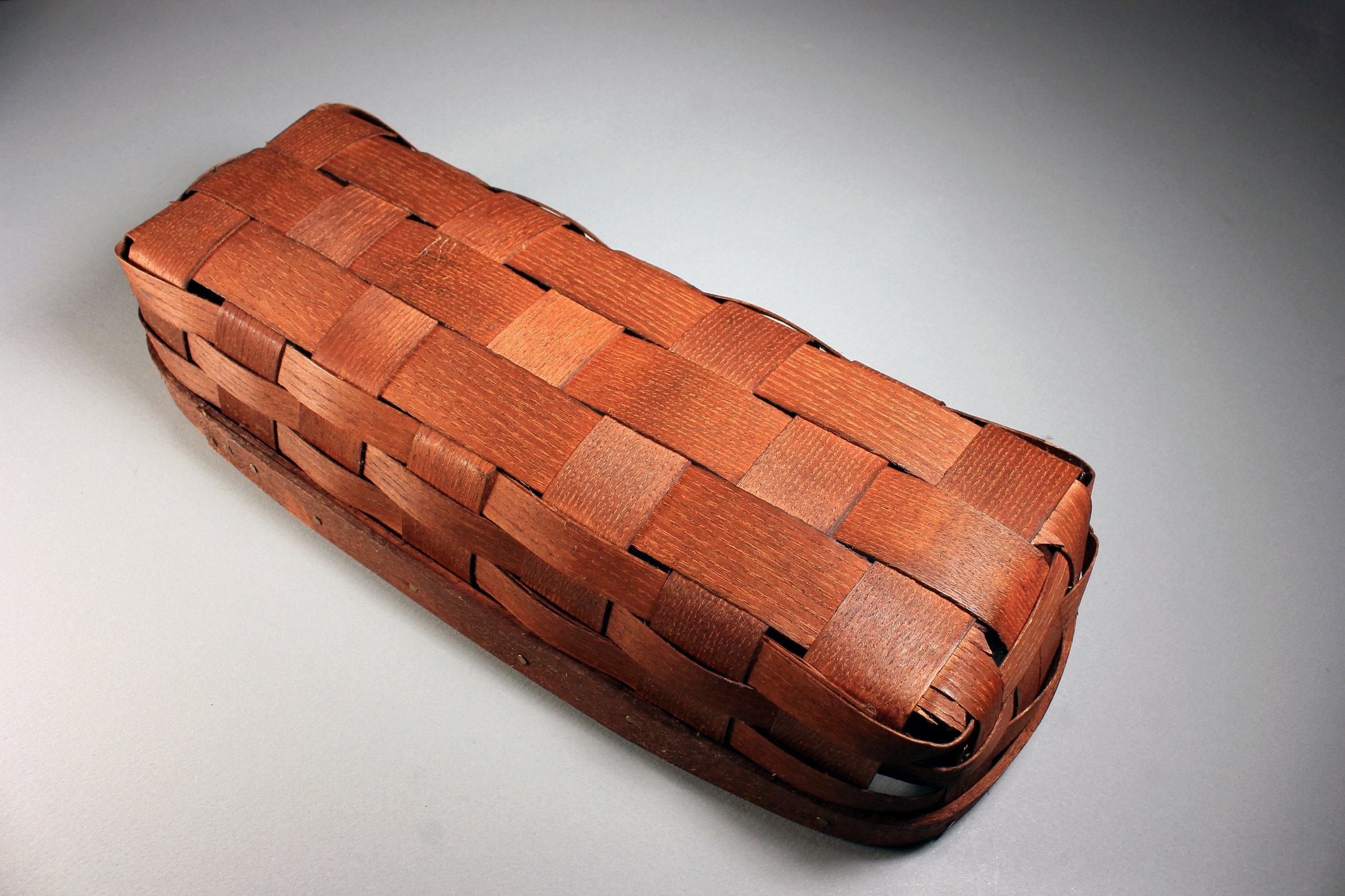 Decorative Basket, Woven Wood, Bread Basket, Storage, Long and Narrow