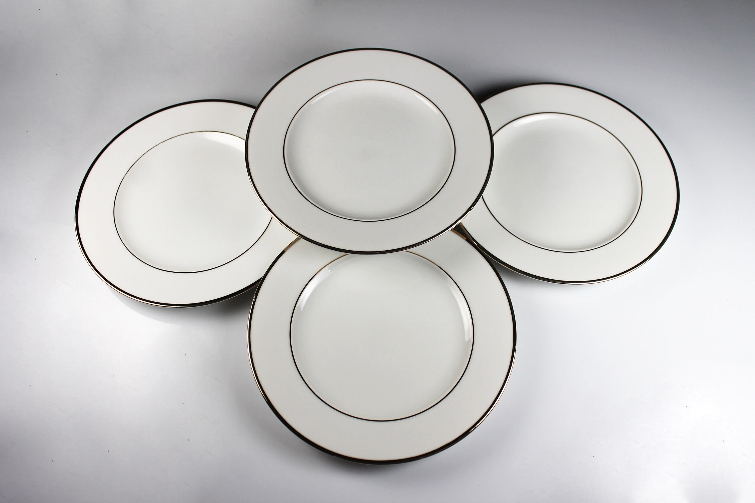 Bread and Butter Plates, Johann Haviland Bavaria, Golden Band, White