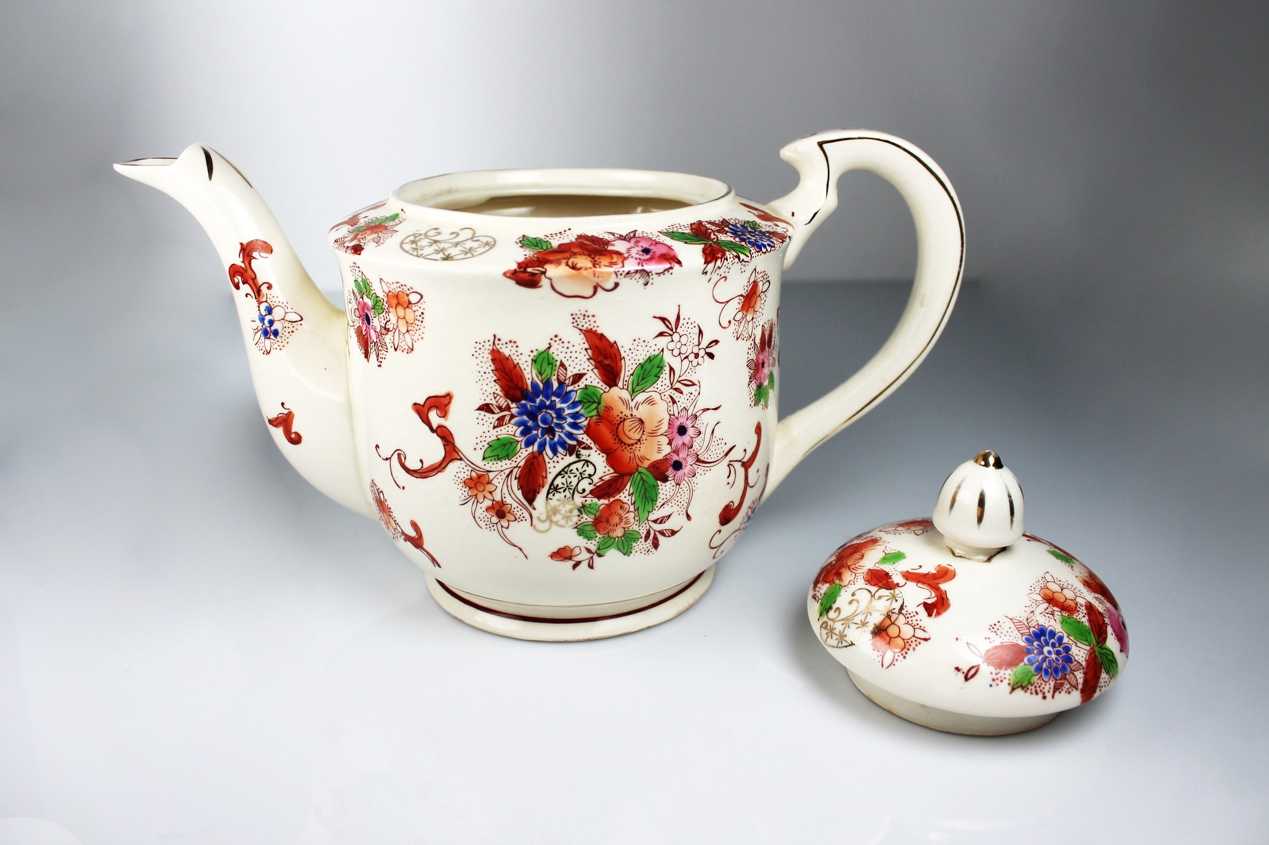 Large Porcelain Floral Teapot, Made in Japan, 6 Cup, Hand ...