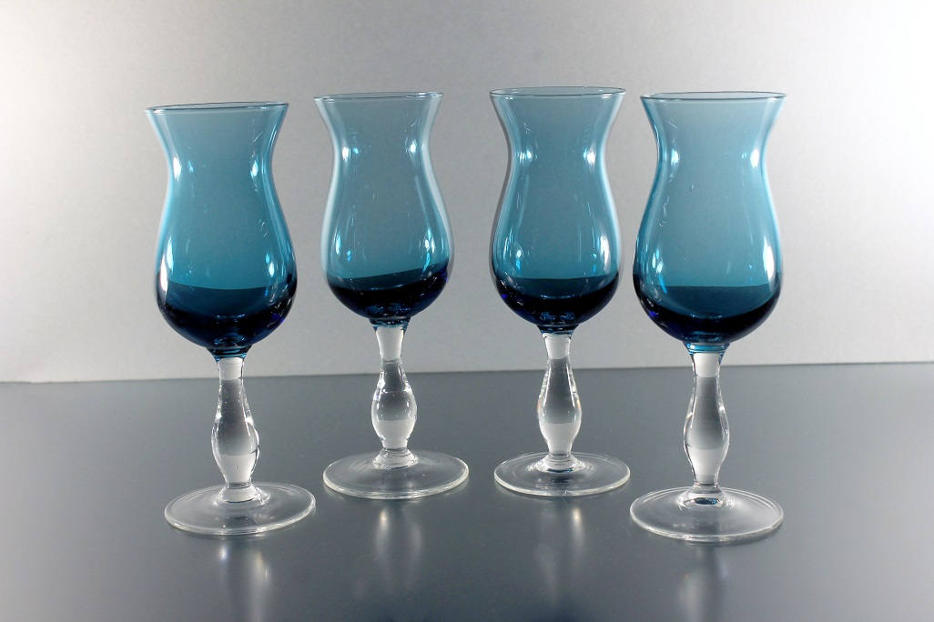Blue Cordial Glasses, Dessert Glasses, Cocktail Glasses, Madeira