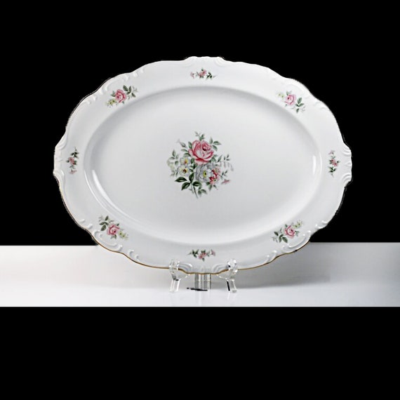 Platter, Crest Wood, Georgian Rose, Pink Floral, 14 Inch