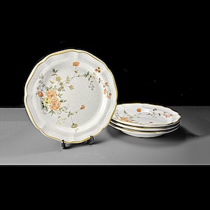 Salad Plates Set of 4 - Mikasa Garden Club Silk Bouquet, Discontinued Stoneware Floral Design