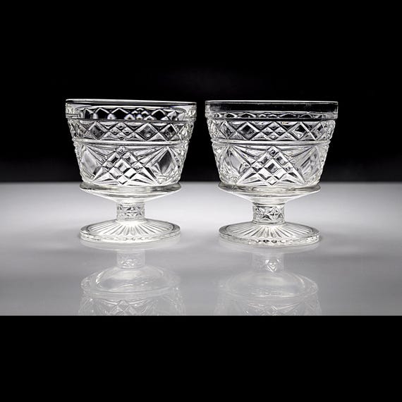 Vintage Hazel-Atlas Big Top Peanut Butter Pedestal Sherbets, Set of 2