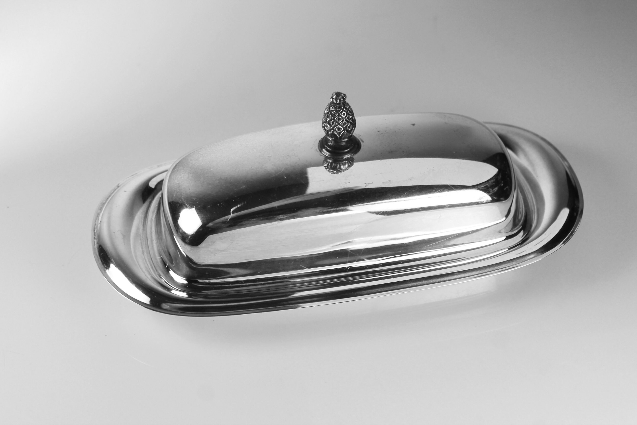 Silverplated Butter Dish, Wm Rogers, International Silver, Glass Liner Included, Pineapple Finale