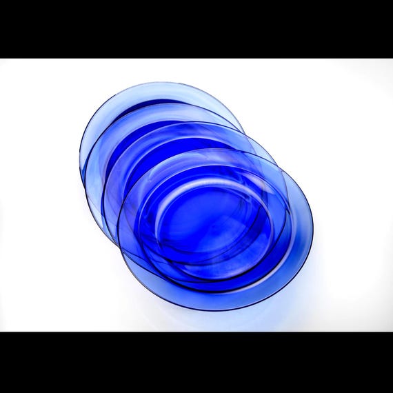 Arcoroc France Directoire Sapphire Salad Plates, Set of 4, Cobalt Blue