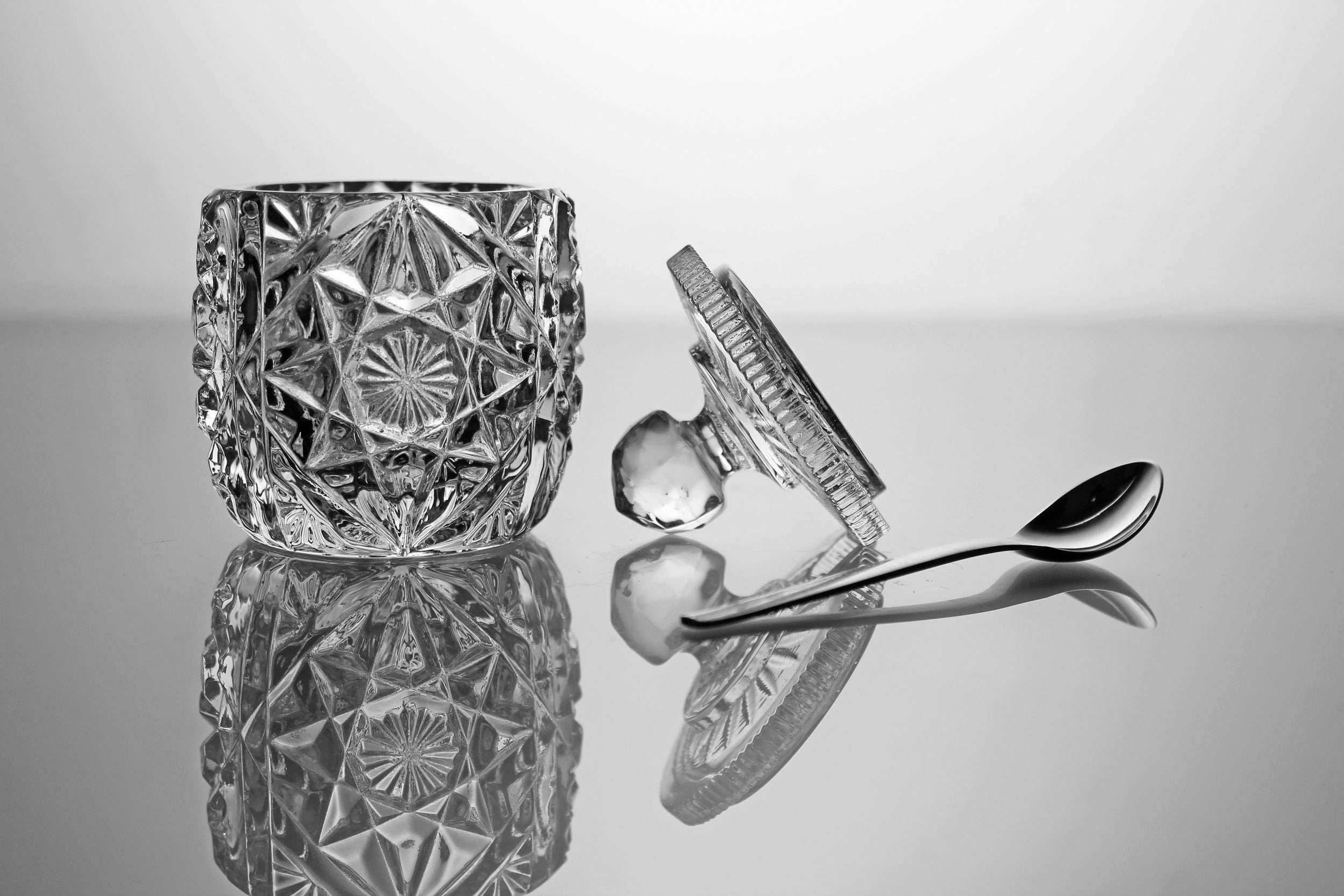 Crystal Condiment Jar, Westmoreland, Jelly Jar, Jam Jar, Mustard Pot