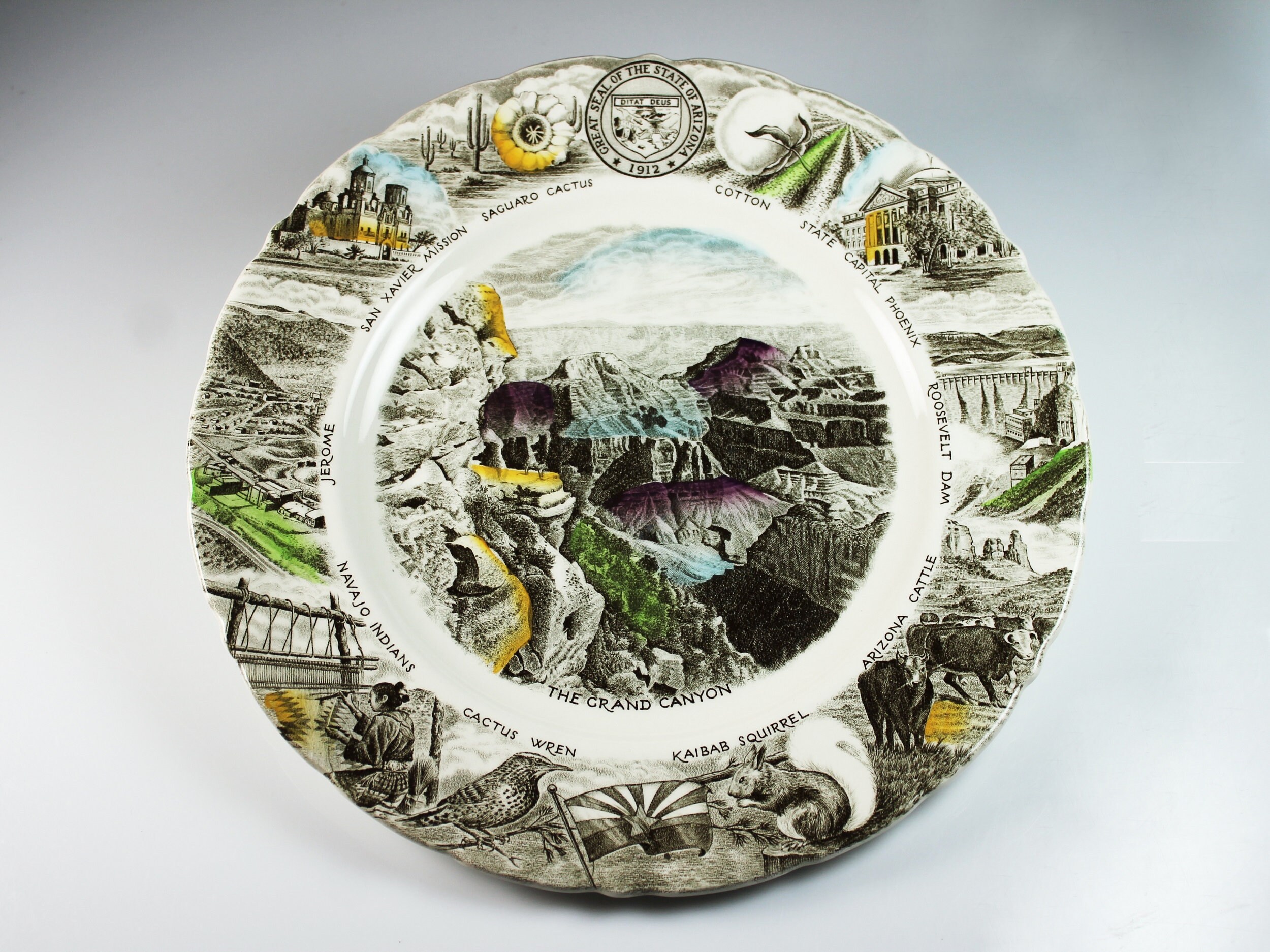 Arizona Souvenir Plate, The Grand Canyon, Johnson Bros, State Plate