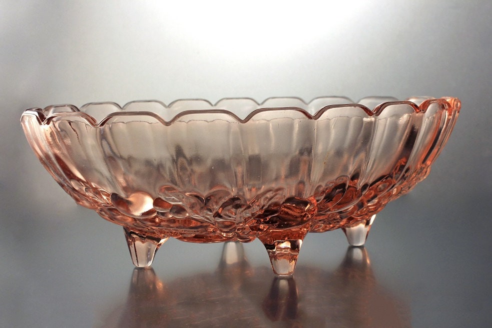Depression Federal Glass BridalShower gift Fruit Pattern Large Oval