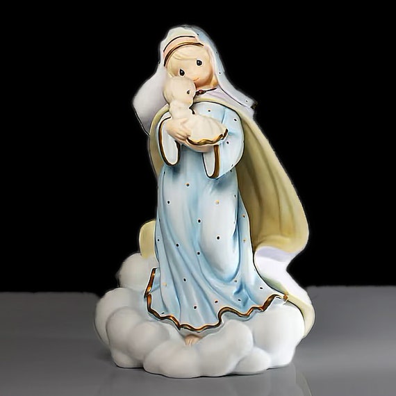 Enesco Precious Moments Figurine, Blessed Art Thou Amongst Women, Madonna and Child, Retired, 10 Inch, 1998 Collectible, Giftware