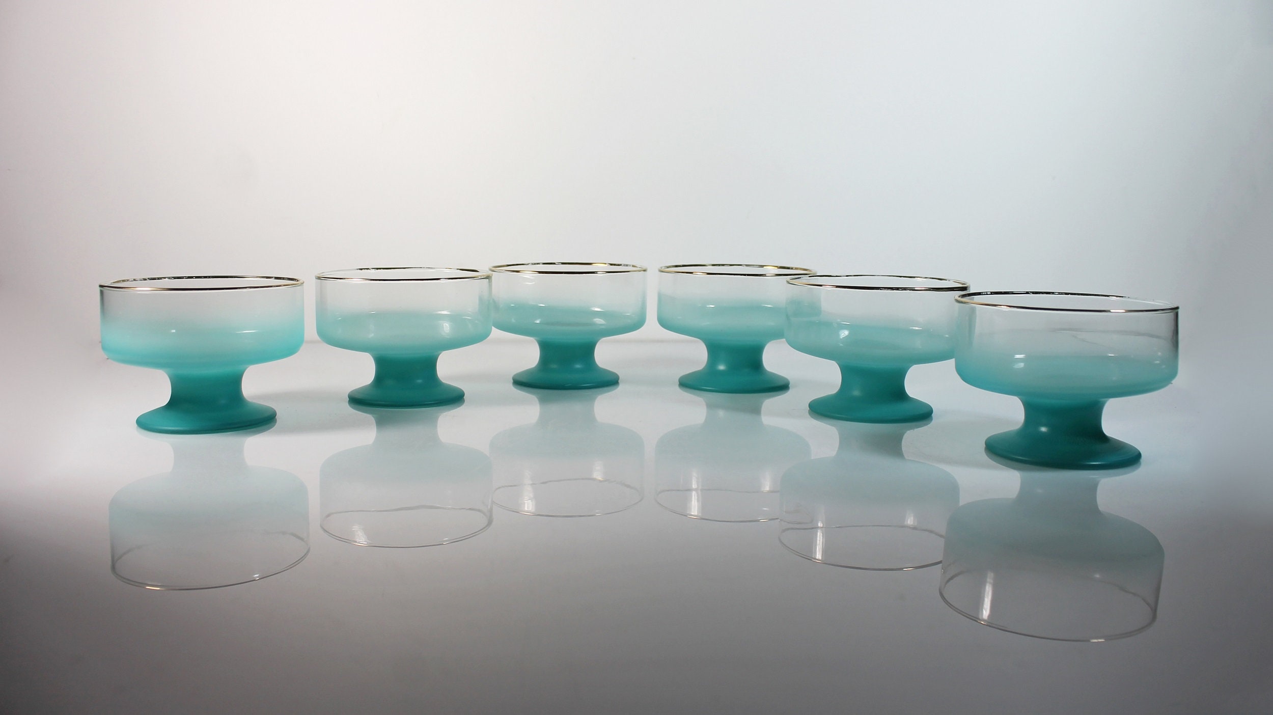 Blendo Sherbet Bowls, West Virginia Glass Specialty, Set of 6